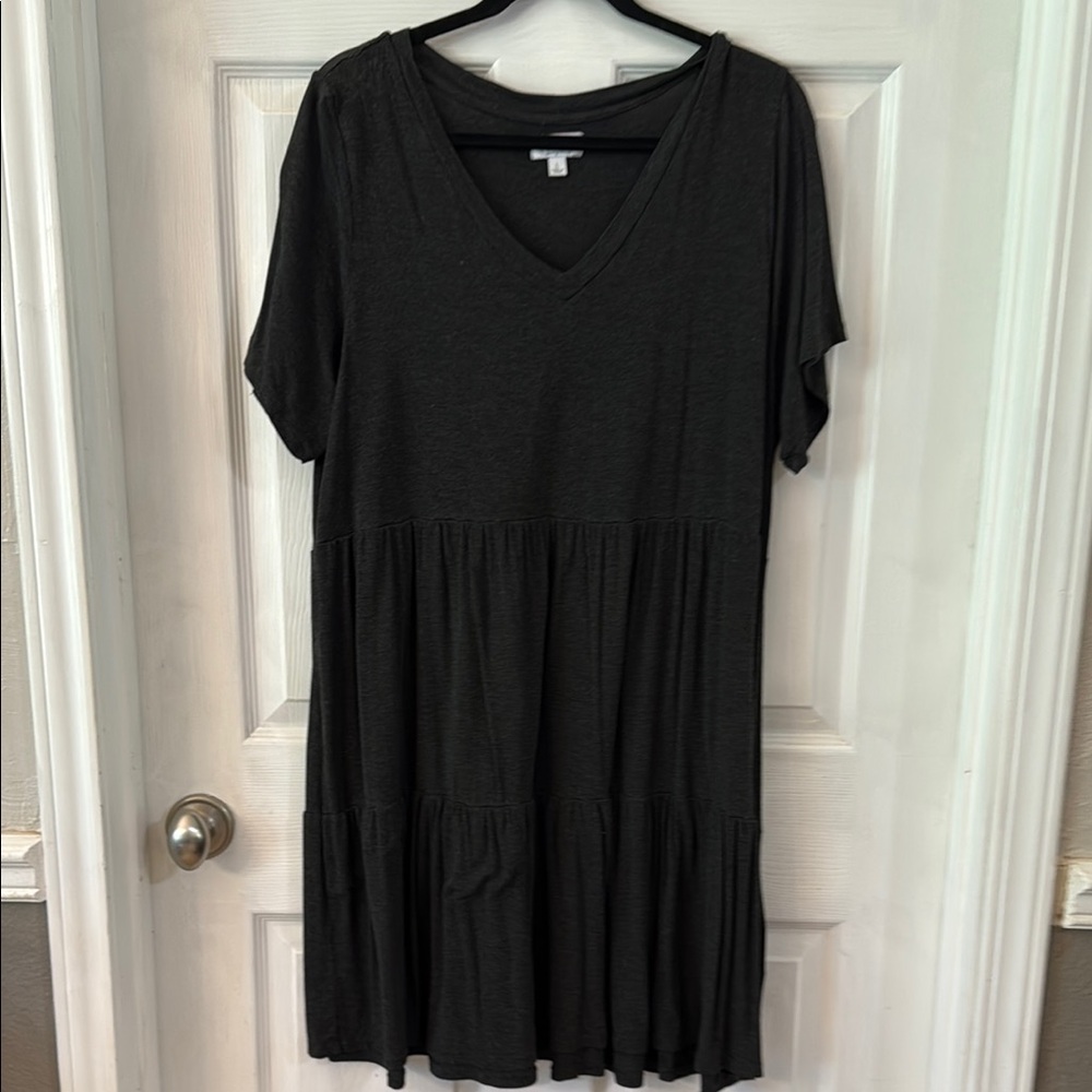 Black V-Neck Tiered Dress